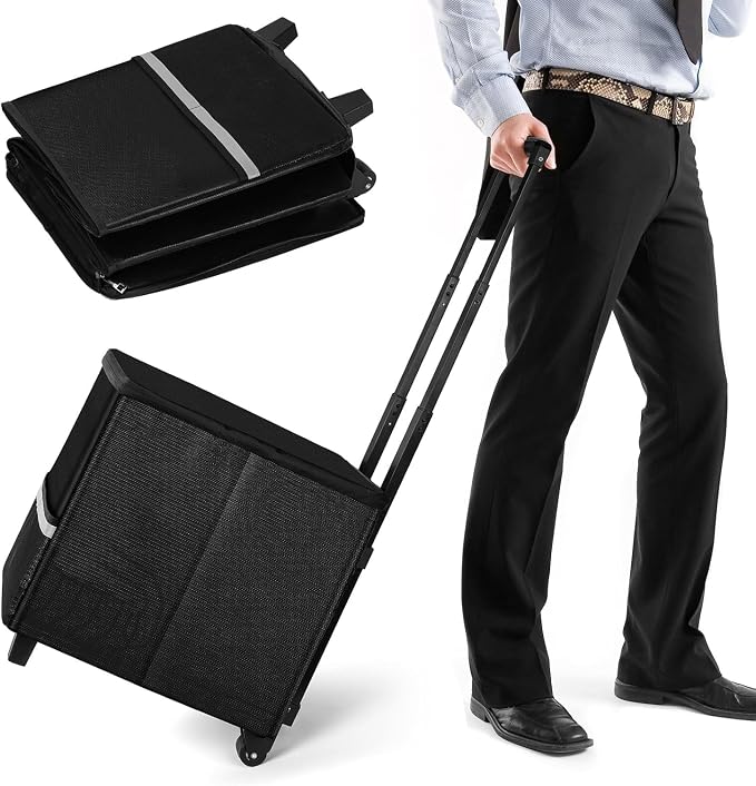 Fireproof File Box with Wheels, Collapsible Rolling Fireproof Document Bag with Lock, Fireproof Box with Handle & Casters, Mobile Fireproof Document Storage for Legal/Letter Size Files | futaiphy Fireproof File Box with Wheels, Collapsible Rolling Fire...