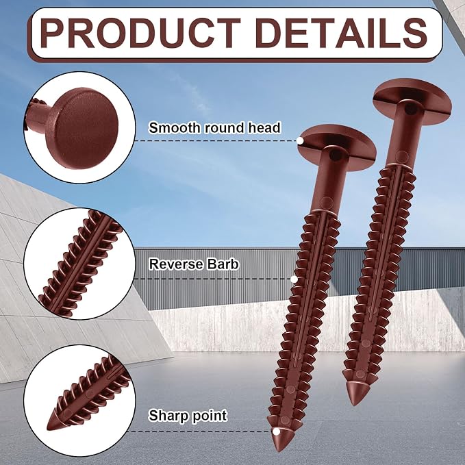 Blulu 120 Pcs 3 Inch Vinyl Shutter Fastener Window Panel Peg Lok Pin Pegs Screws Shutter Spikes Anchor (Burgundy Red)