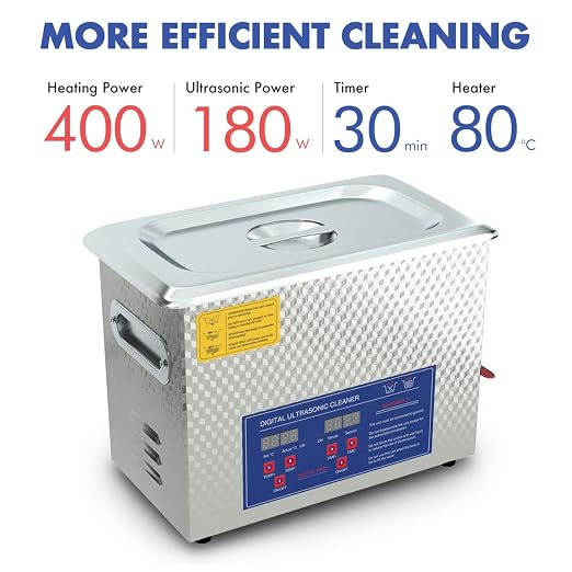Ultrasonic Patrs Cleaner 6L Professional Ultrasonic Carburetor Cleaner with Heater and Timer Efficiently Cleaning for Carbs Injectors Jewelry Brass and Guns with Cleaning Basket DAREFLOW