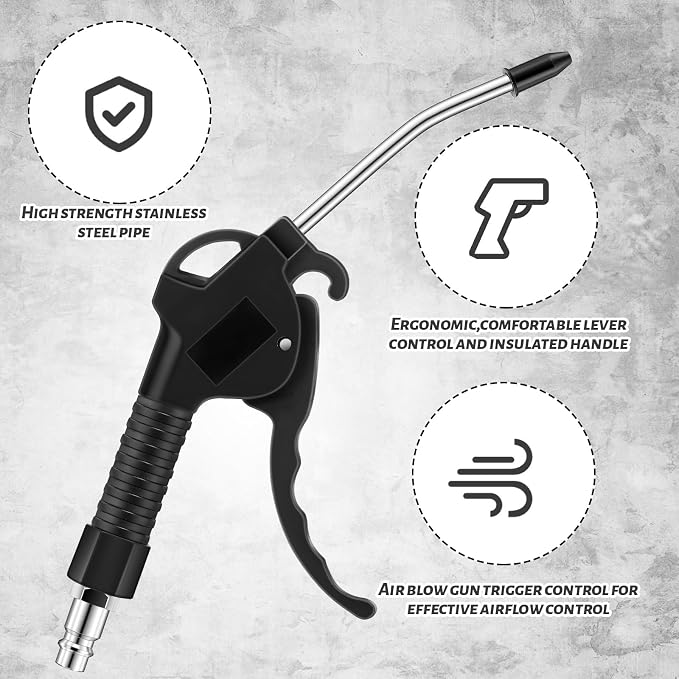 MorningRo 4 Pcs Air Blow Gun Kit 4", 11", 19" and 33'' Air Blower Gun with Angled Aluminum Nozzle Pistol Grip for Industrial Household Car Detail Mechanics