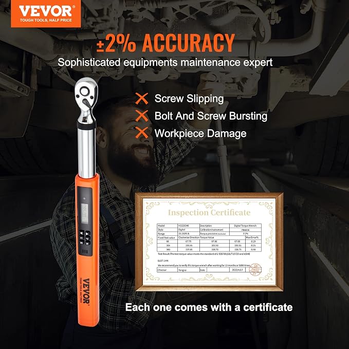 VEVOR 3/8-inch Drive(3.7-37ft.-lb.) Digital