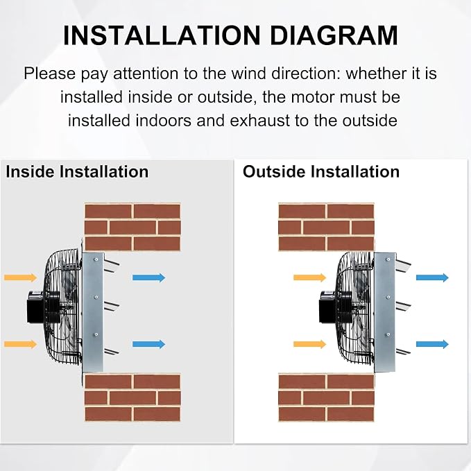 Criditpid 10 Inch Wall Mounted Shutter Exhaust Fan with ON/OFF Switch, High-Speed, Low-Noise Pure Copper Motor, Wall Exhaust Fan for Gable, Shed, Garage, Greenhouse, Kitchen, Attic, 820CFM, 1650RPM.