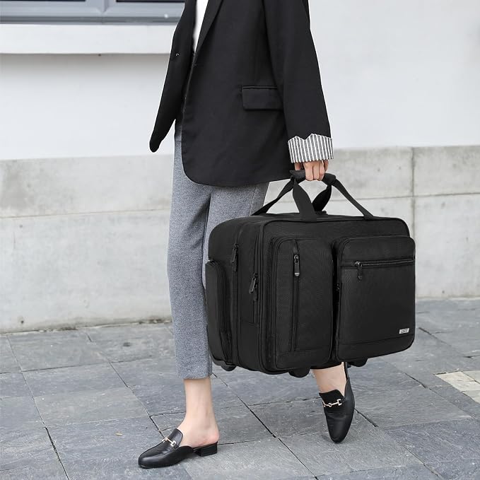Rolling Laptop Bag, Wheeled Briefcase 17.3 inch Rolling Briefcase, Overnight Roller Bag, Repellent Travel Roller Underseat Bag