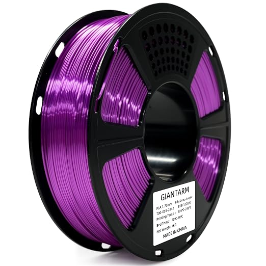 GIANTARM 3D Printer Filament, Shiny Silk Dark Purple PLA Filament, 1Kg(2.2lbs) Spool, 1.75mm Dimension Accuracy +/- 0.02mm, 3D Printing Filament