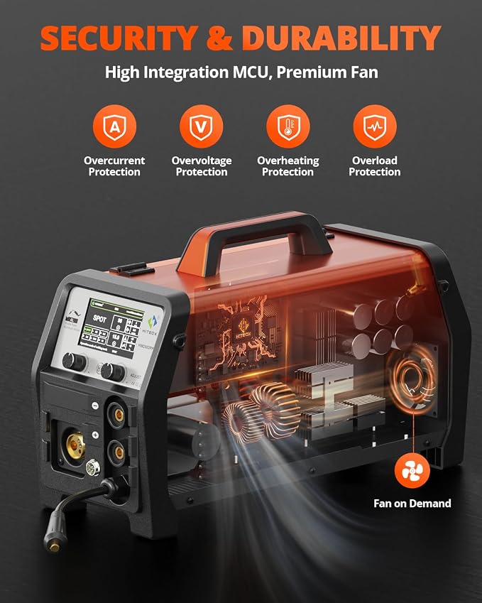 HITBOX 8 in 1 Professional 200A 110V/ 220V Dual Pulse Aluminum MIG Welder, Multi-Process Welding Machine for Single/Dual Pulse MIG, Lift TIG, MMA, Spot Welding, Gas Gasless and Spool Gun Compatible