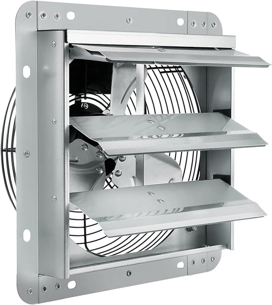 VEVOR 10'' Shutter Exhaust Fan, High-speed 820 CFM, Aluminum Wall Mount Attic Fan with AC-motor, Ventilation and Cooling for Greenhouses, Garages, Sheds, Shops, FCC