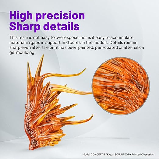 RESIONE Water-Washable 3D Printer Resin, Clear Flaming Orange, – Low Odor, Fast Curing, High Precision Photopolymer Resin for LCD DLP MSLA, Easy to Clean with Water, Beginner Friendly, 1KG