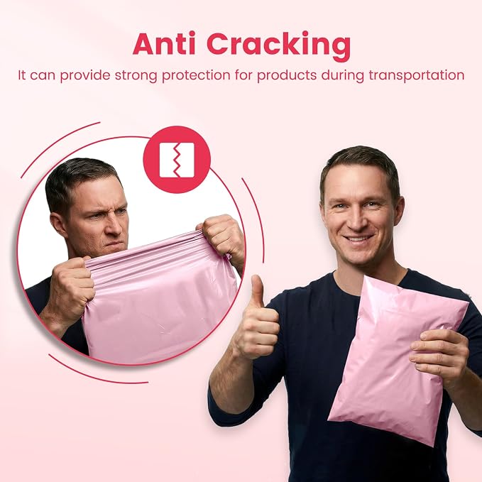 Metronic Poly Mailers 10X13 1000 Pack Bulk, Heavy Duty Self-Seal Shipping Bags for Clothing, Waterproof Medium Poly Packaging Bags for Clothing & Small Business, Light Pink