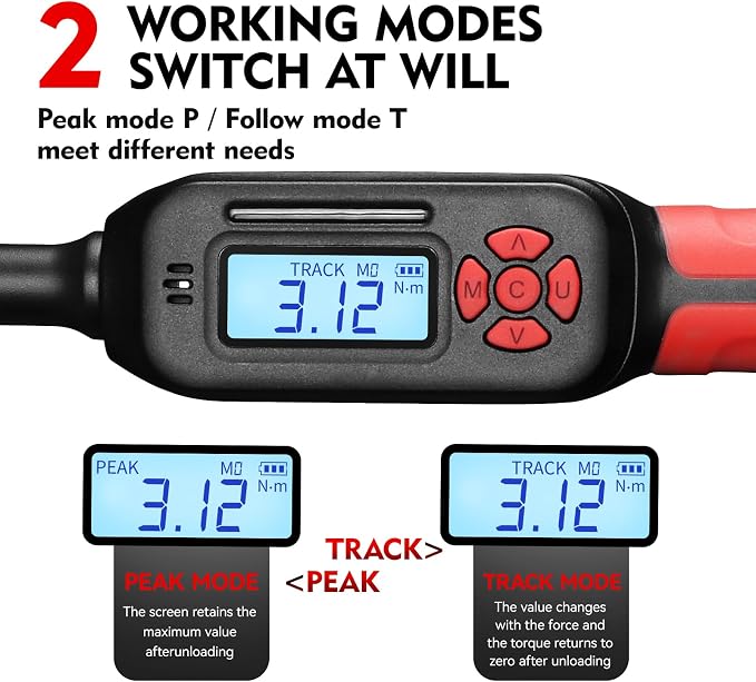 3/8" Digital Torque Wrench 2-45 Ft.lb (±2%), 68PCS Small Digital Torque Wrench Set with Short Handle, Sockets & Adapters for Automotive, Bike, Motorcycle Machinery Repair
