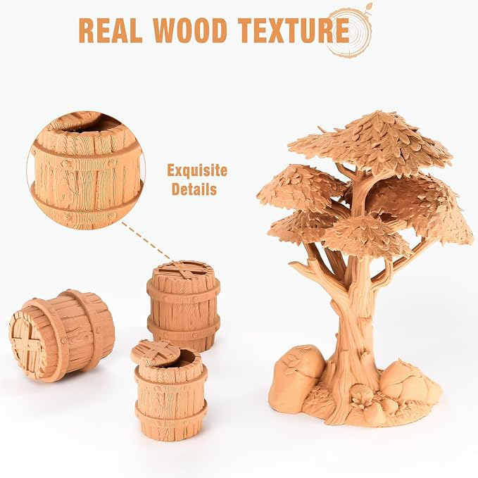 OVV3D PLA Filament 1.75mm, Wood 3D Printer Filament, Yellow Teakwood Filament Add More Than 30% Real WoodFiber, Matte and Frosted 3D Filament, 1.75 PLA Filament 3D Printing Filament