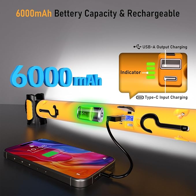 LANKA Bundle to Save -3200LM Magnetic Light Yelow+2 Pcs 90W Cordless LED Work Light for Milwaukee m18 18v Battery,6000mAh Rechargeable Underhood Light with Hooks