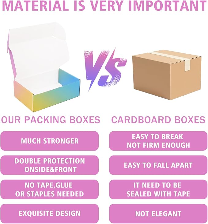 Shipping Boxes Small 7x5x2", 50 Pack Colorful Corrugated Cardboard Boxes, Mailer Boxes for Small Business Mailing Packaging