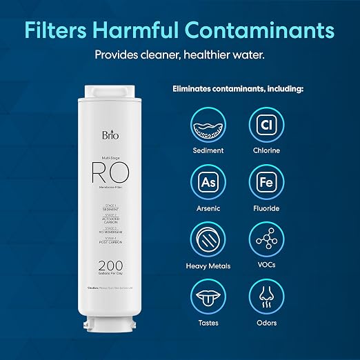 Brio RFCLCTPOU60 Replacement Multi-Stage RO Membrane Filter for Brio Q60 Sparkling Series 4 Stage Reverse Osmosis Countertop Water Dispenser Model: CLCTPOU60UVRO1