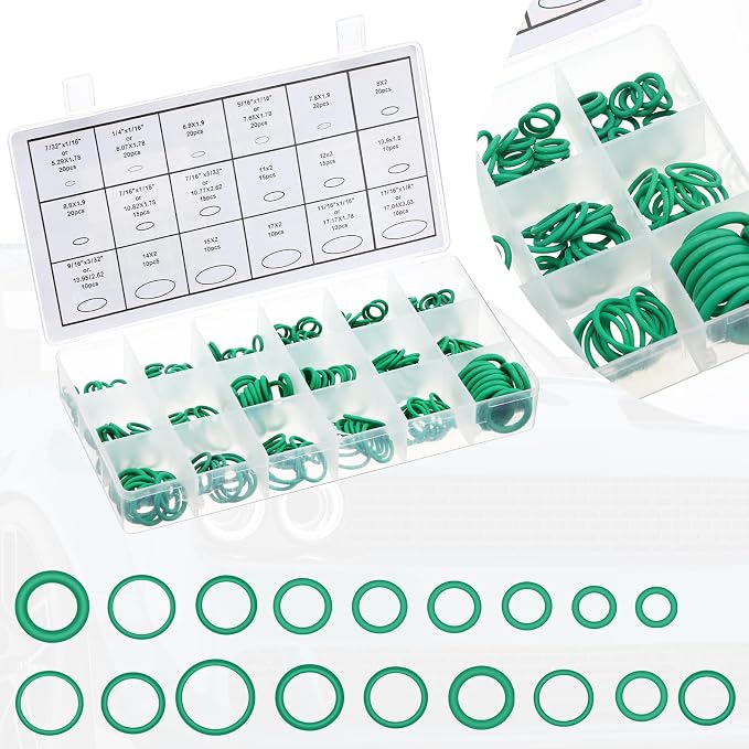 Car A/c Repair Kit , 270 Pcs O-ring Kit, 60 Pcs Compressor Gasket Seals, 77 Piece Dust Cap 39 Piece Valve Core R12 R134a Kits O Ring Cap Compressor Port Seal Remover for A/c Refrigeration System