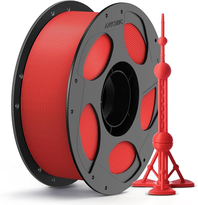 ANYCUBIC PLA Plus (PLA+) 3D Printer Filament 1.75mm, High Toughness 3D Printing Filament, Dimensional Accuracy +/- 0.02mm, Print with Most FDM 3D Printers, 1KG Reusable Spool, Red