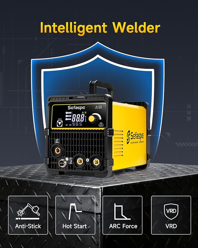 135A MIG Welder,110V 3-in-1 Flux Core Gasless MIG/Stick/Lift TIG Welding Machine with Synergic Control, Large LED Display, VRD Safety, Portable IGBT Inverter Welder for Beginners, DIY & Home Repair