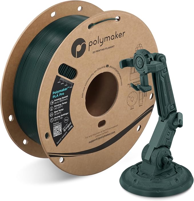 Polymaker PLA Pro 3D Printing Filament Blue-Green 1.75mm 1KG, High-Impact Tough PLA, Fast Printing up to 300mm/s, High Speed New Formula, Easy to Print on Most FDM Printers, No Enclosure Required