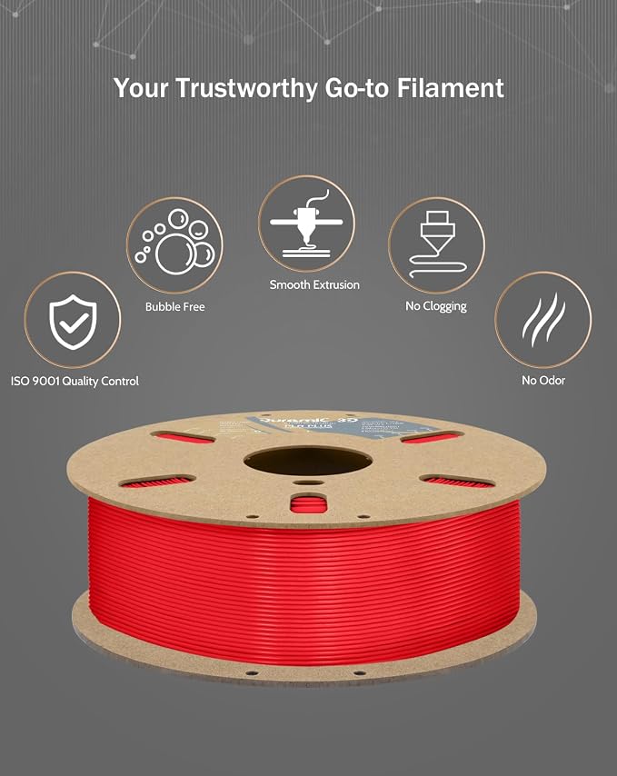 DURAMIC 3D PLA+ Printer Filament 1.75mm PLA Plus Neatly 2Kg Spools | PLA Pro Tougher and Stronger, Dimensional Accuracy Probability +/- 0.02mm 2Pack Red
