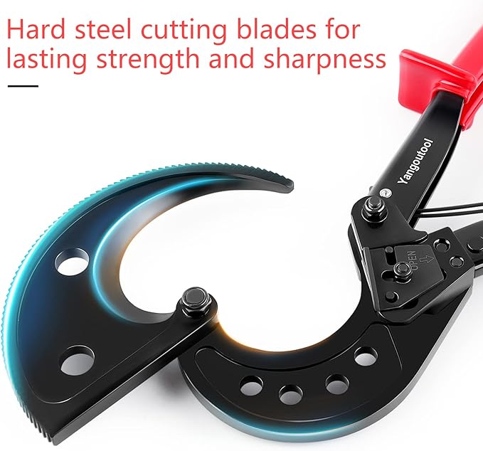 Yangoutool Ratcheting Cable Cutters up to 400mm² /Φ22.5mm/Φ0.89 inches Heavy Duty Aluminum Copper Ratchet Wire Cutter for Cutting Electrical Wire
