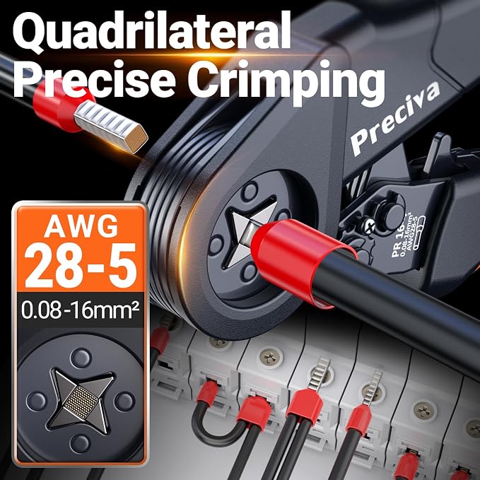Preciva Ferrule Crimping Tool Kit - AWG 28-5 (0.08-16mm²) Ferrule Crimper with 1520Pcs Single & Twin Ferrules Connectors, Self-Adjustable Ratchet Ferrule Terminals Crimping Tool