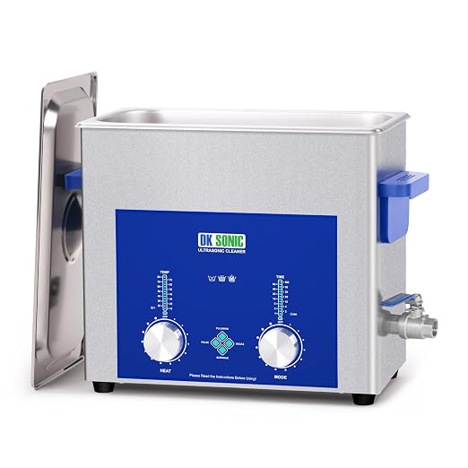 DK SONIC Industrial Ultrasonic Cleaner 6L,180W Commercial Sonic Cleaner with Encoded Timer,Heater&Basket, Multiple Functions for Carburetors, Motorcycle Engines, Chains