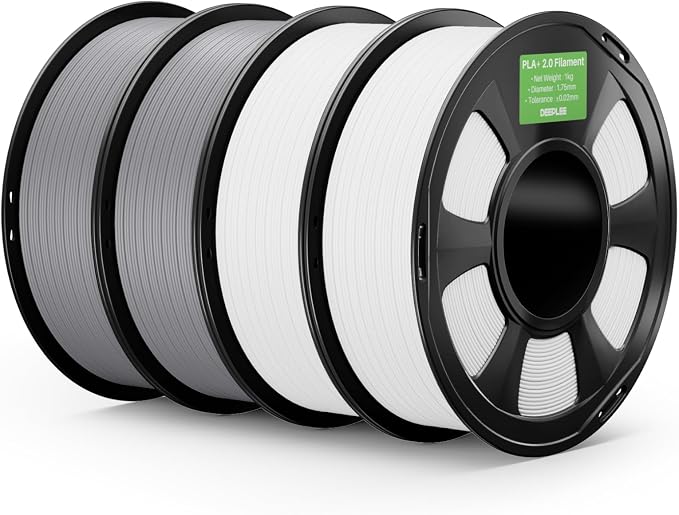PLA+ 2.0 Filament 1.75mm, Stronger Toughness 3D Printer Filament, White Grey 4KG, Upgrade PLA Plus 3D Printer Filament, High Speed PLA+ Filament for Most FDM 3D Drucker