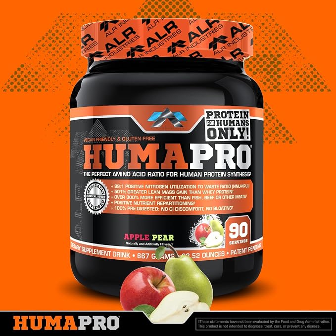 ALR Industries HumaPro Essential Amino Acid Formula | EAA Protein Supplement | Supports Muscle Recovery & Performance | Vegan, Gluten Free | | 90 Servings (Apple Pear)