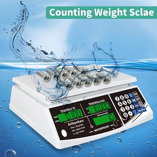Waterproof Price Computing Scale IP68, 66lb Digital Commercial Food Meat Produce Weight Scale with Green LCD Display