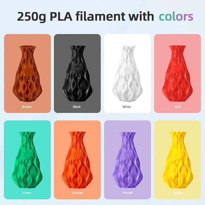 ERYONE PLA Filament 3D Printer Filament Bundle Multicolor 1.75mm +/- 0.03mm, PLA Filament 250g Spool, 8 Rolls, PLA Series 2