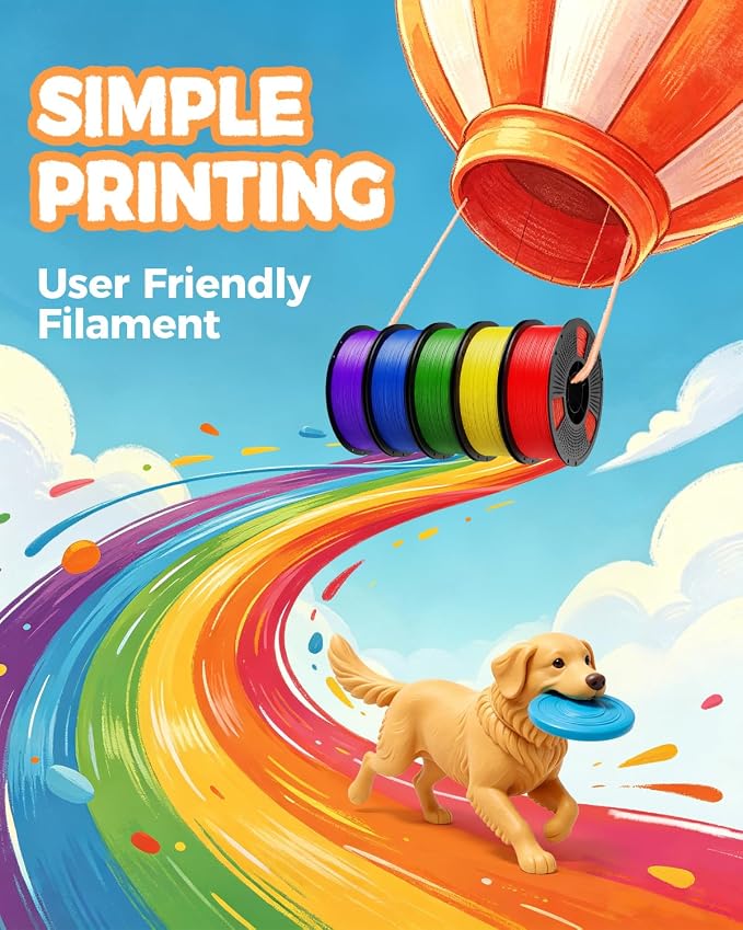 UJOY3D 8 Color Pack Elite PLA+ Filament Bundle, PLA+ 3D Printer Filament 1.75mm, Individually Vacuum Packed, 0.25kg / Spool, 8 Pack, 2kg (Black+Cream White+Grey+Red+Dark Blue+Green+Orange+Iris Purple)