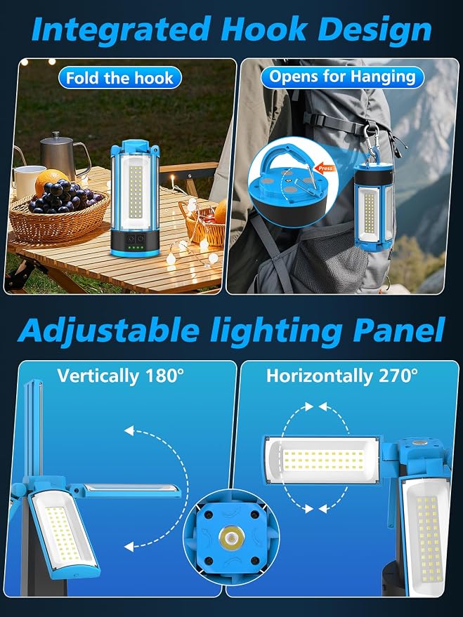 T-SUNiceM Cordless LED Work Light for Makita 18V Battery and 10400mAh Rechargeable Camping Light with Stand