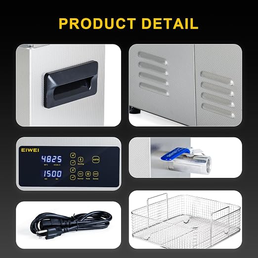 15L Ultrasonic Cleaner, One-Touch Cleaning, Heating, Dual-Frequency, Sweep Frequency, Touch Ultrasonic Cleaning Machine for Labs,Carburetor,Jewelry,Dentures,Automotive Parts