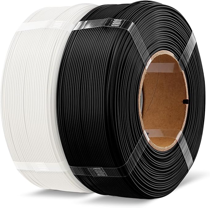 OVERTURE 2KG Bundle High Speed Refill PLA+ 3D Printer Filament 1.75mm, Upgraded Rapid PLA 2.0 with Enhanced Toughness & Stability, 2 Pack 1kg (2.2lb) Refilament for Bambu Lab (Black+White)