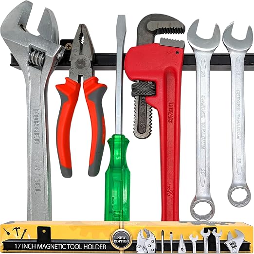 HMmagnets 17" Heavy-Duty Magnetic Tool Holder (Upgraded Version) - Extremely Powerful Magnetic Pull Force to Hold Heavy Tools - Professional Space-Saving Magnetic Bar - Tool Organizer Rack/Strip