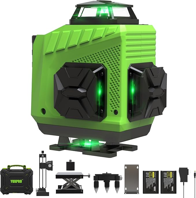 360 Laser Level for Tiling, Floor, Wall & Ceiling Alignment – Self-Leveling Horizontal & Vertical Cross Line Laser with Hard Case