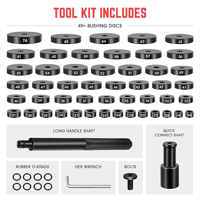 DNA Motoring 52pcs Custom Bushing Driver Set, 52 in 1 Transmission Bearing Race Seal Wheel Axle Installer Removal Tools Kit, TOOLS-00575