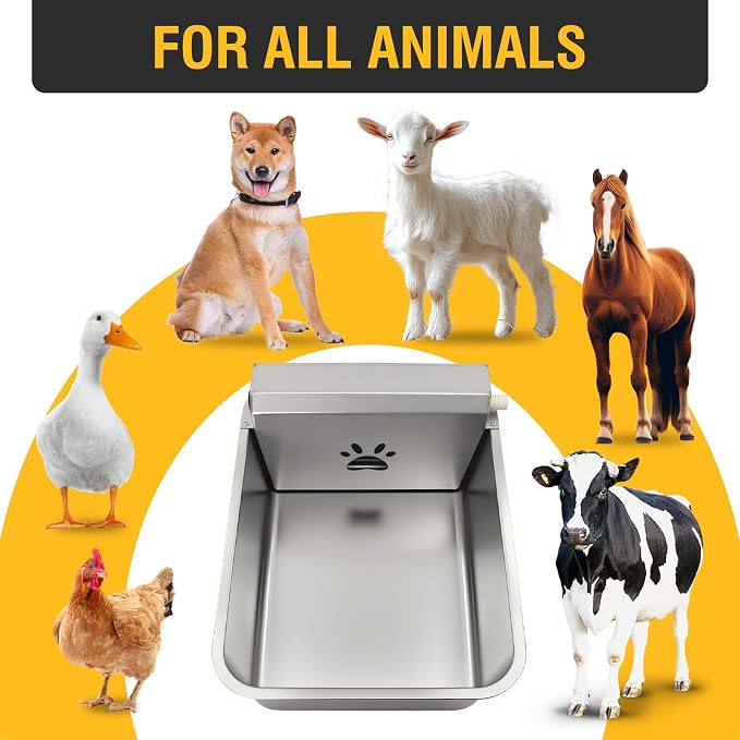 5Gal/20L Automatic Water Dispenser for Dogs,Large Size Stainless Steel Bowl,Self Filling Auto Water Bowl Outdoor for Livestock Animal Drinking