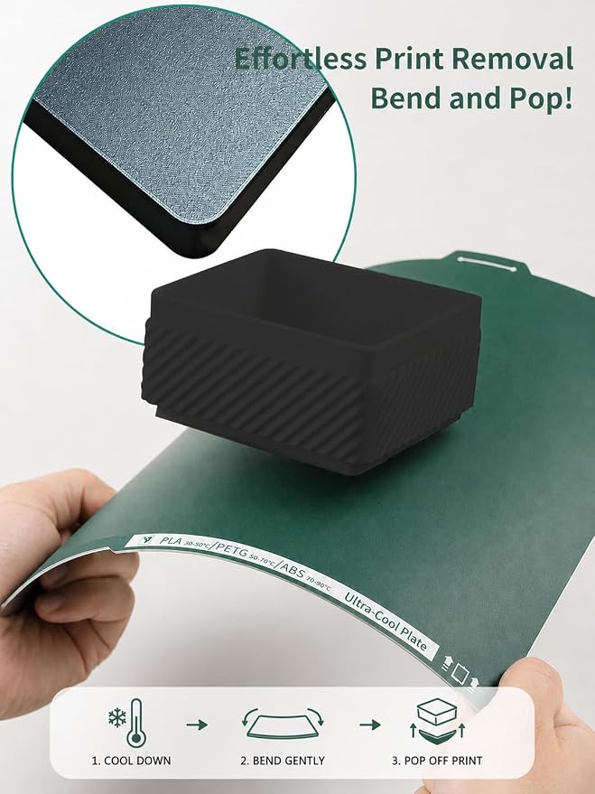 Upgraded Double-Sided Green Cool Build Plate for ELEGOO Centauri Carbon & Centauri Carbon 2, 260x271mm Low-Temperature Spring Steel Sheet, No-Glue Print Surface