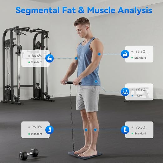 Lepulse Smart Scale for Body Weight, 8-Electrode Body Composition Scale with BMI, Body Fat, Muscle Mass, Rechargeable Body Fat Scale with 20 Metrics in App, Large Color Display and Report (Black)