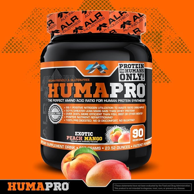 ALR Industries HumaPro Essential Amino Acid Formula | EAA Protein Supplement | Supports Muscle Recovery & Performance | Vegan, Gluten Free | | 90 Servings (Exotic Peach Mango)