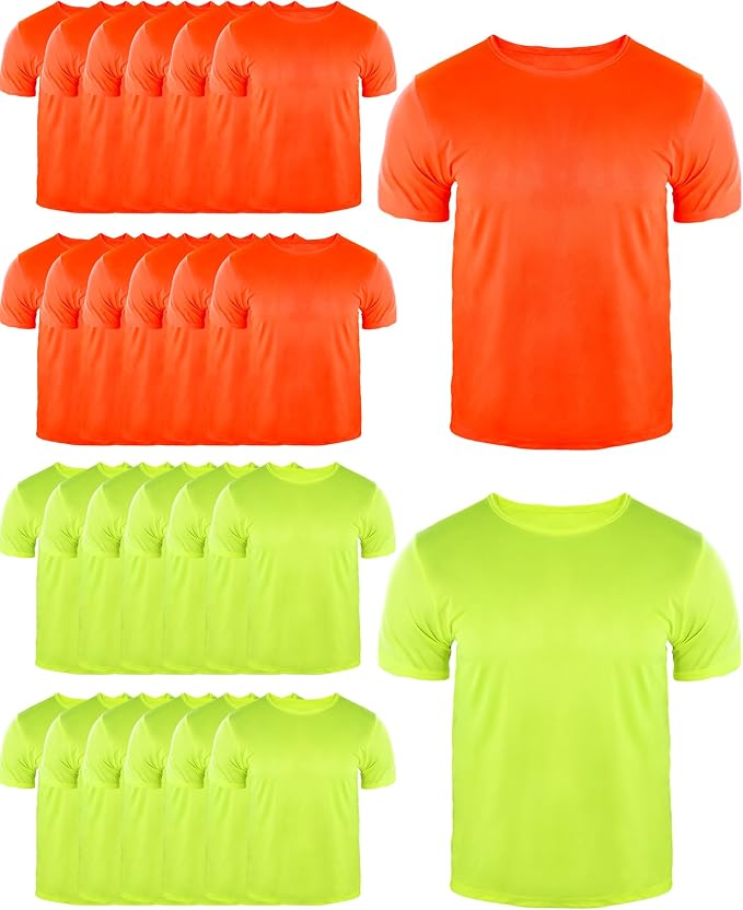 JaGely 24 Pcs Hi Vis T-Shirts for Men Bulk Safety Construction Workwear Unisex Quick Dry Breathable Moisture Wicking Shirts