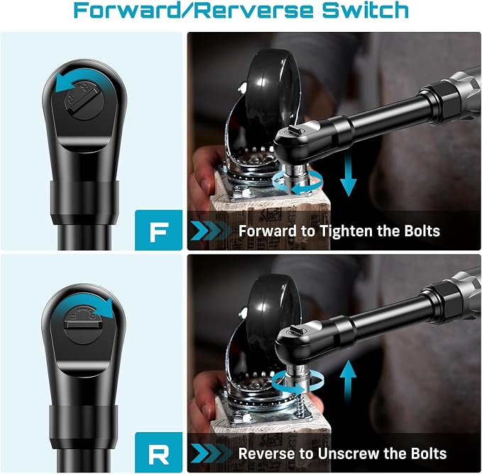 Extended Cordless Electric Ratchet Wrench: 66 Ft-lbs Power Ratchet Wrench 3/8", Brushless Motor, Variable Speed Trigger, 2 Pack 21V Batteries & Charger, 8 Sockets, 1/4"& 1/2" Adapter, 3" Extension Bar