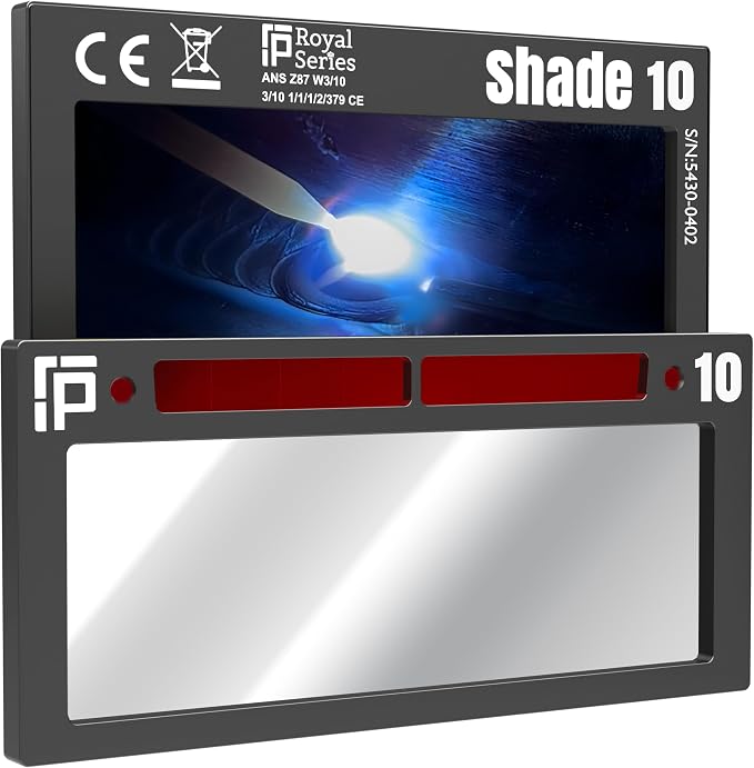 The Prince Single 2.0 | Shade 10 Silver Auto Darkening Welding Lens | 20A TIG Rating - No Flashing | 2" X 4.25" X 0.2" | Silver Welding Lens - Blue Puddle | Ridge Products Royal Series 2.0