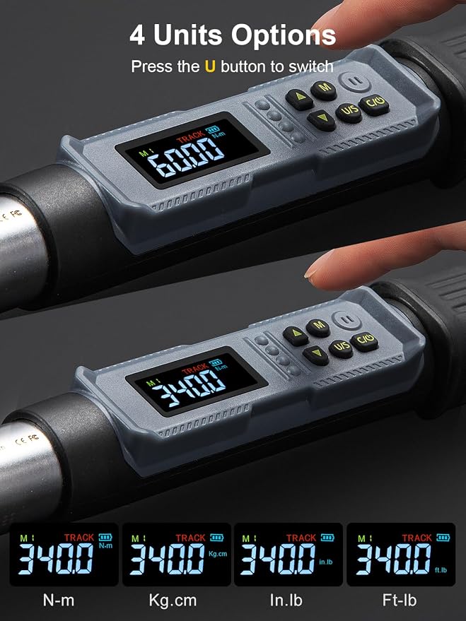 GROWNEER Digital Torque Wrench Set, 3/8" 2.2-44.3 Ft-lbs/3-60 Nm & 1/2'' 12.5-250.7 Ft-lbs/17-340 nm, Torque Wrench Digital Combo with Buzzer & LED Indicator, Bits & Sockets for Motor Car Repair
