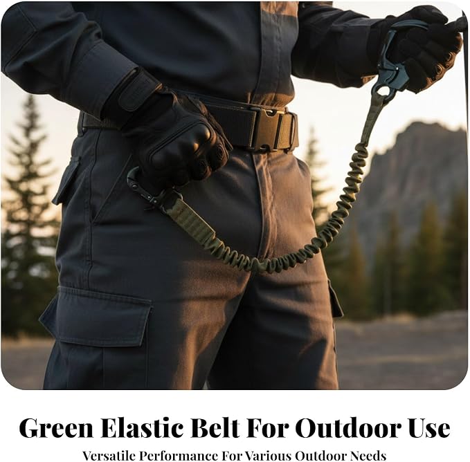 kowaku Fall Protection Lanyard Helo Lanyard Multi Use Professional Climbing Lanyard Elastic Bungee for Roofing Mountaineering, Green