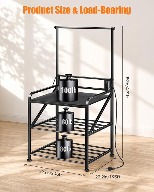 AHOWPD 3D Printer Stand with Filaments Storage - Heavy Duty 3d Printing Table & Filament Organizer, Spools Holder Racks with Adjustable Feet, Stable Shelf Hold Spool PLA, ABS, PETG for Garage Office Workshop