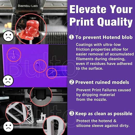 Upgraded 0.4mm A2L/H2D/H2S/H2C/P2S/A2L/A1/A1 MINI Hotend with Anti-Stick MPVD Coating - High Speed Hardened Steel P2S Nozzle for Bambu Lab P2S,H2/A1/A2L Series Printers, Bamboo Lab Parts & Accessories