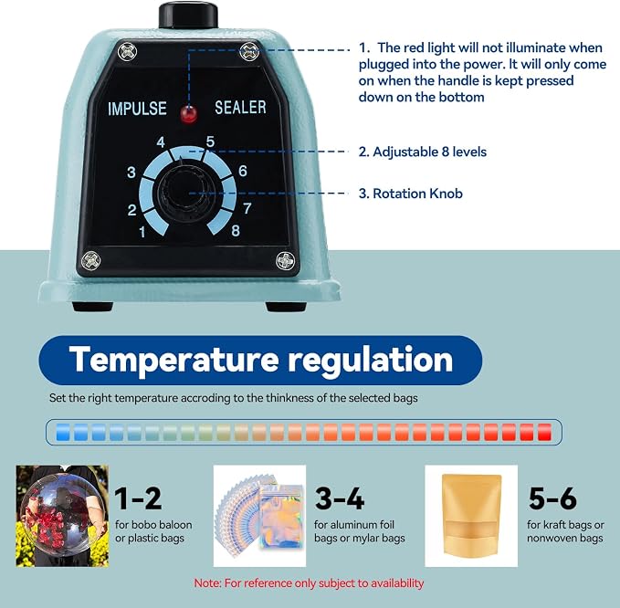 Commercial Bag Sealers 12 inch, 2mm Sealing Width Iron Impulse Sealer, Heavy Duty Manual Shrink Wrap Heat Sealer Machine with 1 Replacement Kits 2 Fuses, Blue