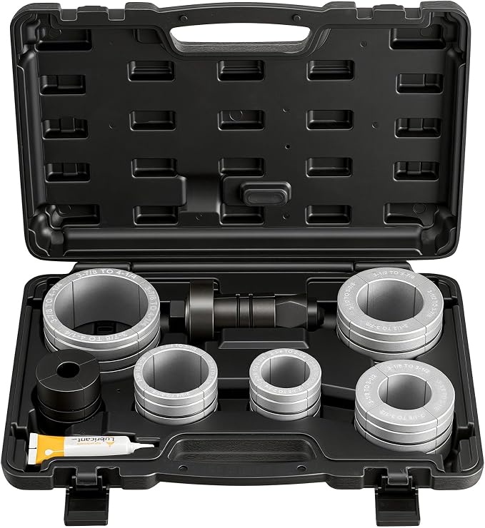 VEVOR Exhaust Pipe Expander Tool Kit, 1-5/8" to 4-1/4" Exhaust Pipe Stretcher, Muffler Pipes Spreader with 7 Heavy-Duty Collects & Storage Case, Automotive Car Tool Kit for Tailpipes Tubes