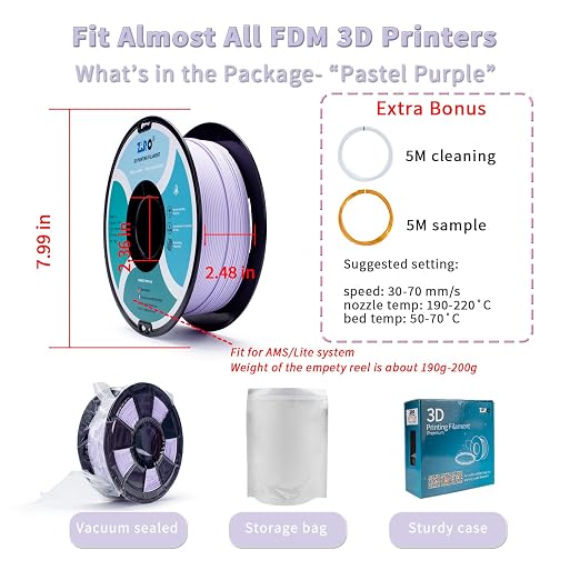 ZIRO Matte PLA Filament, Shine-Free Finish 1.75mm 3D Printer Filament, Pastel Colors PLA Series, 1kg/2.2lbs Spool, Dimensional Accuracy +/- 0.03mm, Fit Most FDM 3D Printers, Pastel Purple(Matte)